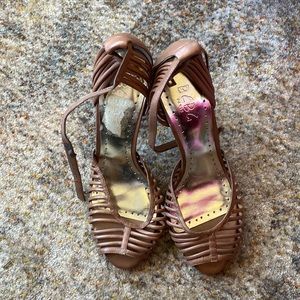 BCBG Paris brown leather heels